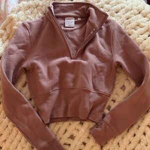 Aritzia Dusty Pink Sweatfleece Quarter-Zip